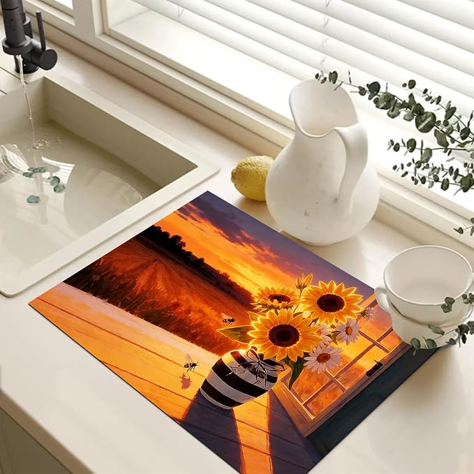 HOMETITUTE Spring Stove Top Cover 28x20 Sunflowers Sunset Heat Resistant Protector