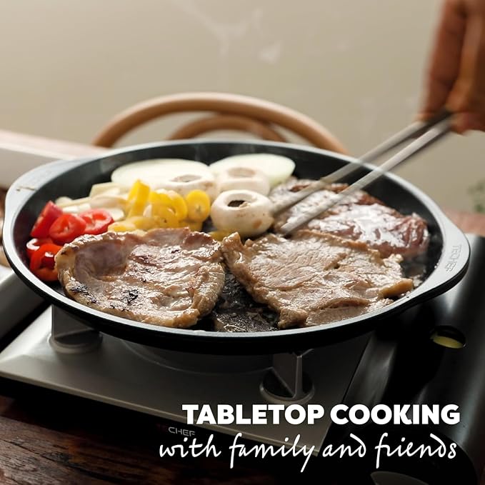 TECHEF - Korean BBQ Nonstick Grill Pan, KBBQ Grill Pan, PFOA-Free, Dishwasher Oven Safe, Made in Korea (Black)