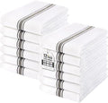 Homaxy 100% Ring Spun Cotton Kitchen Towels 12 Pack, Black Stripe | 15 x 25 Inch, Highly Absorbent Dish Towels for Kitchen Drying, Reusable Cleaning Cloths, Soft Tea Towels with Hanging Loop