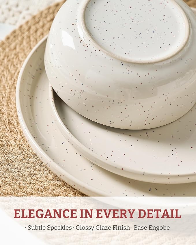 famiware Milkyway 33 oz Pasta Bowls Set of 8, Creamy White | Double Reactive Glaze, Scratch-Resistant Stoneware Salad Bowls, Stackable, Dishwasher & Microwave Safe, Lead-Free