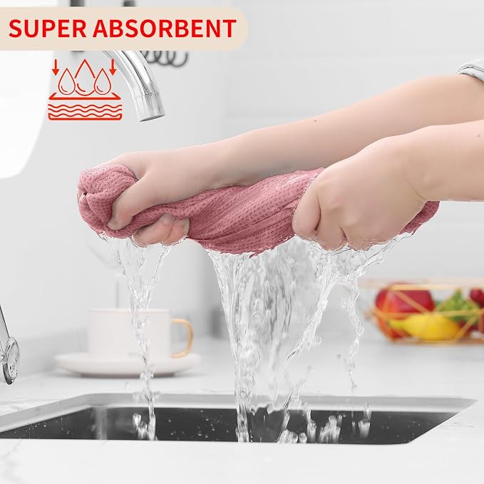 Homaxy 100% Cotton Waffle Weave Kitchen Dish Cloths 18-Pack, Dried Rose | 12 x 12 Inches, Ultra Soft Absorbent Dish Towels, Quick Drying Dish Rags with Hanging Loop