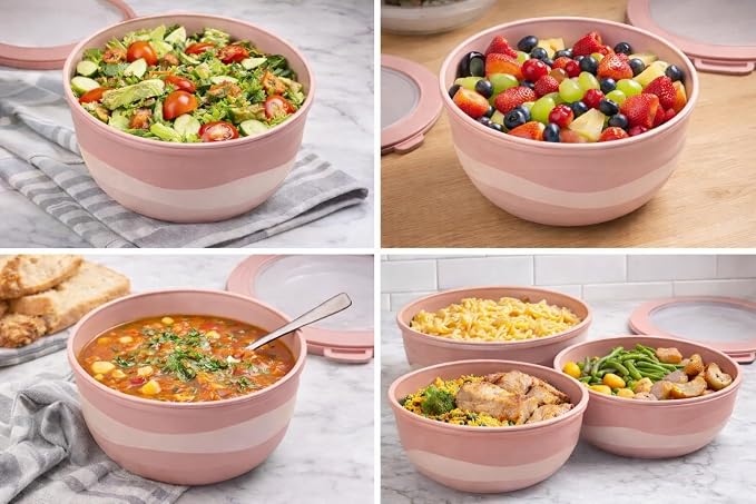 Pera Mixing Bowls with Lids, 8-Piece Airtight Leak-Proof Nesting BPA-Free Prep Bowl Set for Kitchen & Food Storage, Large 4200ml Capacity, Microwave & Dishwasher Safe