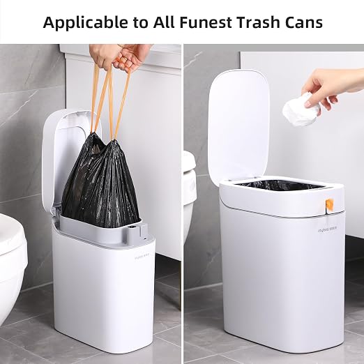 funest Small Drawstring Trash Bag,Easy to Tear and Pack,4 Gallon Garbage Bags,75 Counts