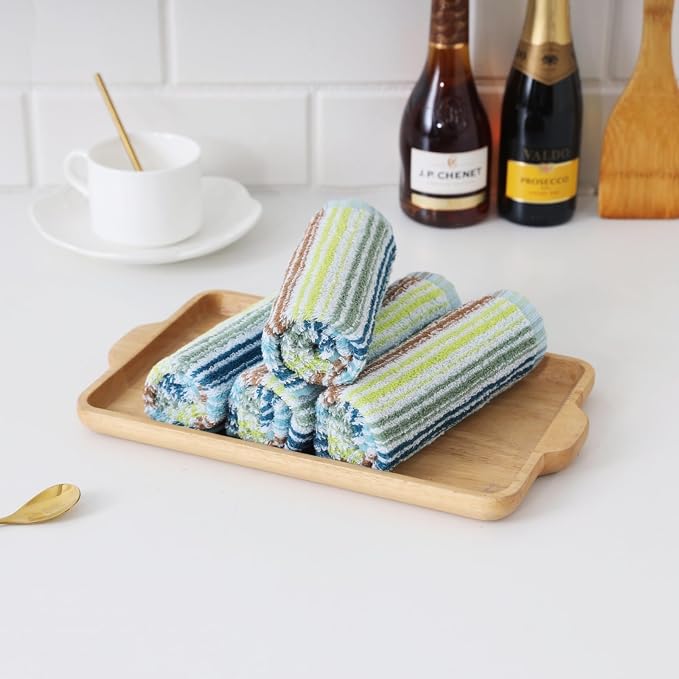 Kitchen Dishcloths for Washing Dishes, Ultra Absorbent Dish Rags, Cotton Cleaning Cloths Pack of 16, 12x12 Inches (Mix-1, 12x12 inch)