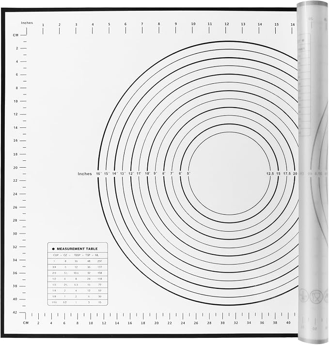 Yansumi silicone pastry non stick baking mat with measurement fondant mat with three sizes for silicone baking mat, counter mat, dough rolling mat,fondant/pie crust mat (Black, 28"L x20"W)
