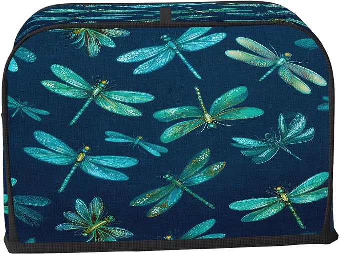 2 Slice Toaster Cover Dragonfly Animal Turquoise Toaster Covers Two Slice Wide Slot Waterproof and Dustproof Covers for Wide Slot Toasters and Small Appliances Kitchen Decor Gifts