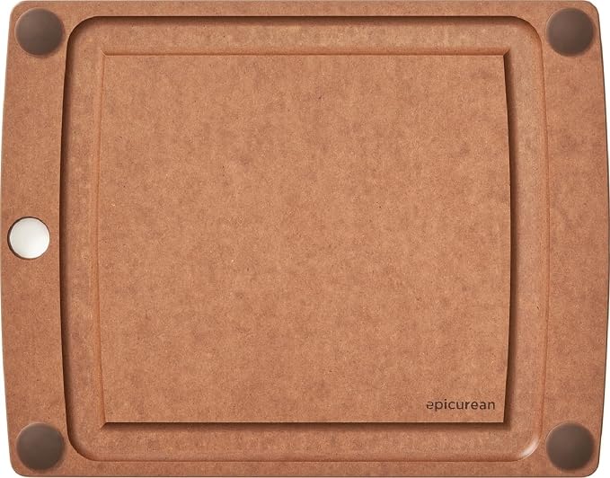 Epicurean All-In-One Cutting Board with Non-Slip Feet and Juice Groove - Non-toxic, Dishwasher Safe, Made in the USA, 11.5" x 9", Nutmeg