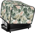 4 Slice Toaster Cover Tropical Leaf Pattern Dust Proof Washable Kitchen Appliance Cover with Pocket, Oxford Fabric Countertop Toaster Protector for Standard Toasters Small Appliances