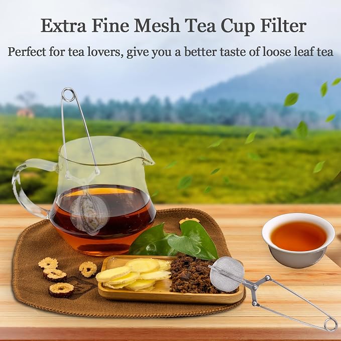 Tea Strainers for Loose Tea, 12 Pack Tea Infuser with Handle Fine Mesh Tea Ball Filter Tea Diffusers Steeper for Loose Leaf Tea, Spices, Seasonings
