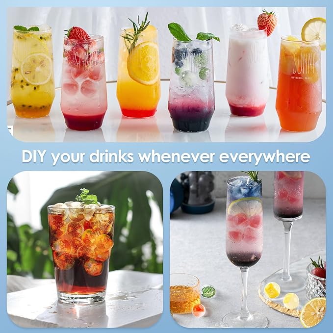 Ice Cube Tray with Lid and Bin, 1" Round Ice Trays for Freezer | 2 Black Ice Cube Trays with Ice Box & Scoop, 1" Round Ice Balls for Iced Coffee & Juice, Easy Twist Release, For Gatherings