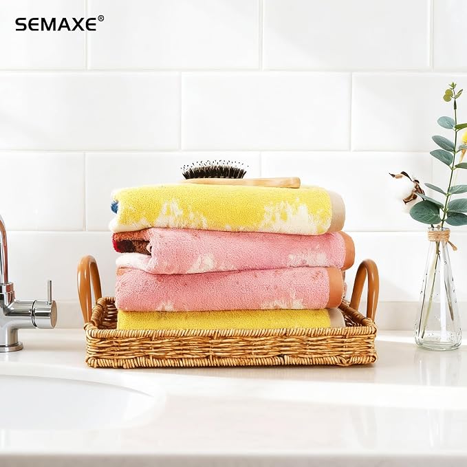 4-Pack Cotton Hand Towels for Bathroom with Hanging Loops, Coastal Ombre | Sink-side towels for drying hands and face, ideal for bathrooms, guest baths, powder rooms, OEKO-TEX certified, easy care