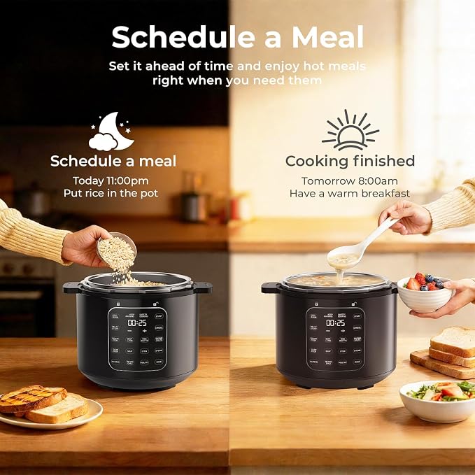 Carori Dual Pot Electric Pressure Cooker, 9-in-1 Multi-Cooker 6 Qt with 2 Inner Pots (Stainless Steel & Nonstick), 12 Programs, Slow Cook, Rice Cook, Steamer, Black