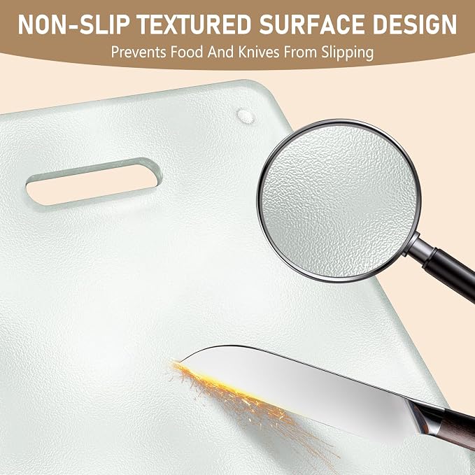 3 Pack Glass Cutting Boards for Kitchen Counter, Clear Tempered Glass Cutting Board Set with Handle (16"x12" & 12"x8" & 9"x6"), Scratch Resistant, Dishwasher Safe, Non-toxic, Easy to Clean