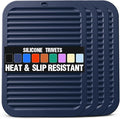 Silicone Trivets for Hot Pots and Pans - 4 Heat Resistant Pot Holders Silicone Trivet Mat Multipurpose Counter Pads (Dark Blue)