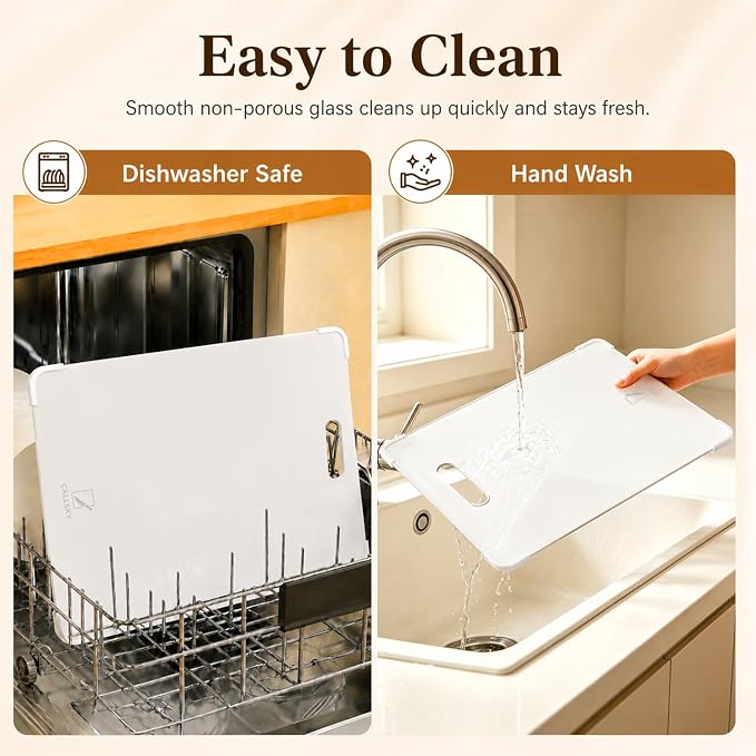 16x12 White Tempered Glass cutting boards for kitchen dishwasher safe | Non-Slip Corner Guards,Shatter-Resistant,Scratch-Resistant,Food-Safe & Non-Toxic,large cutting board