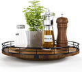 AMH 12-Inch Farmhouse Oak Lazy Susan Organizer, Walnut Finish | Smooth rotating oak tray with walnut finish for dining tables, kitchen counters, pantries and cabinet storage.
