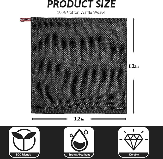 Nialnant 6 Pack Kitchen Towels, 100% Cotton, 12x12 Inches | Dish Cloth for Washing Dishes, Absorbent Quick Drying Dish Rags, Multipurpose Cleaning Rags