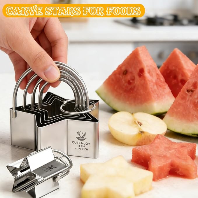 Star Cookie Cutters (5 Pieces/Set), Biscuit Cutter Set with Handle | Professional Baking Dough Cutter Tools for Cakes, Sandwiches, Donuts, Dumplings