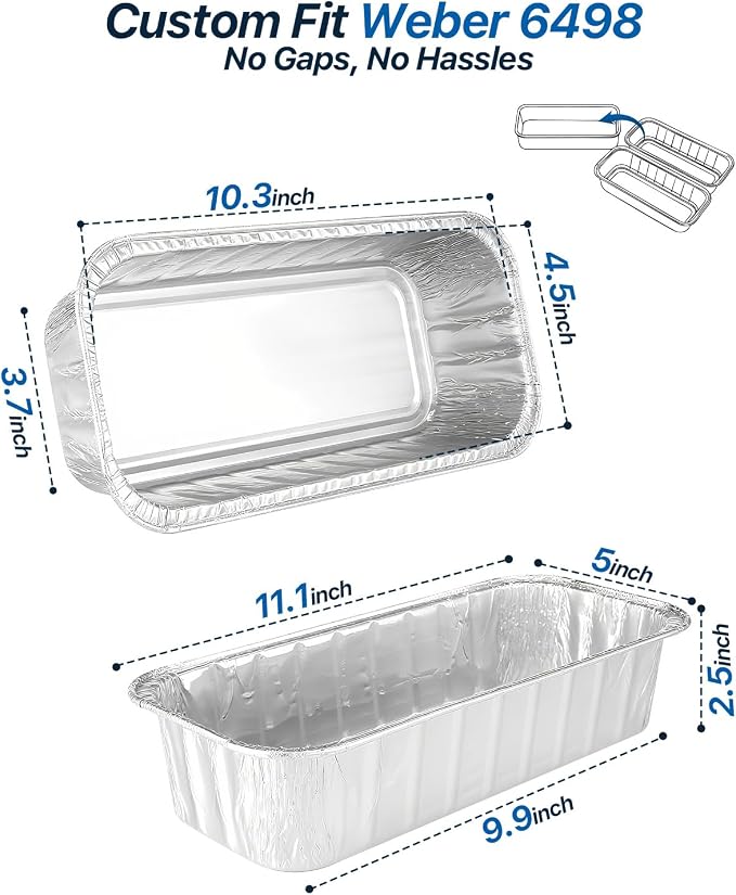 Drip Pans for Weber 6498, Grill Grease Pan Liners for SmokeFire EX4/EX6/EPX6, Summit 400/600, Searwood 600, Genesis II 400/600 Series, Grease Tray Liners, 11" x 5", 20Pack