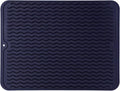 MicoYang Silicone Dish Drying Mat — Quick-Dry Ridges Counter & Sink Pad, Heat-Resistant Trivet to 450°F, Non-Slip & Dishwasher Safe, Roll-Up Storage, 18 Colors & 9 Sizes (Navy Blue, 16"×12")