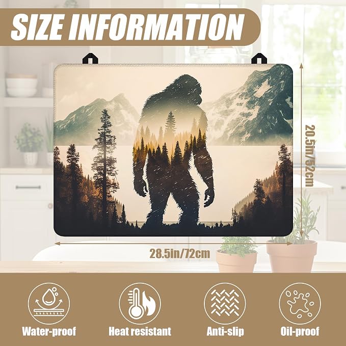 Bigfoot Mountain Forest Stove Top Covers for Electric Stove, Electric Gas Stove Pad Heat Resistant Range Cooktop Protector for Home Decor Kitchen 28"x20"