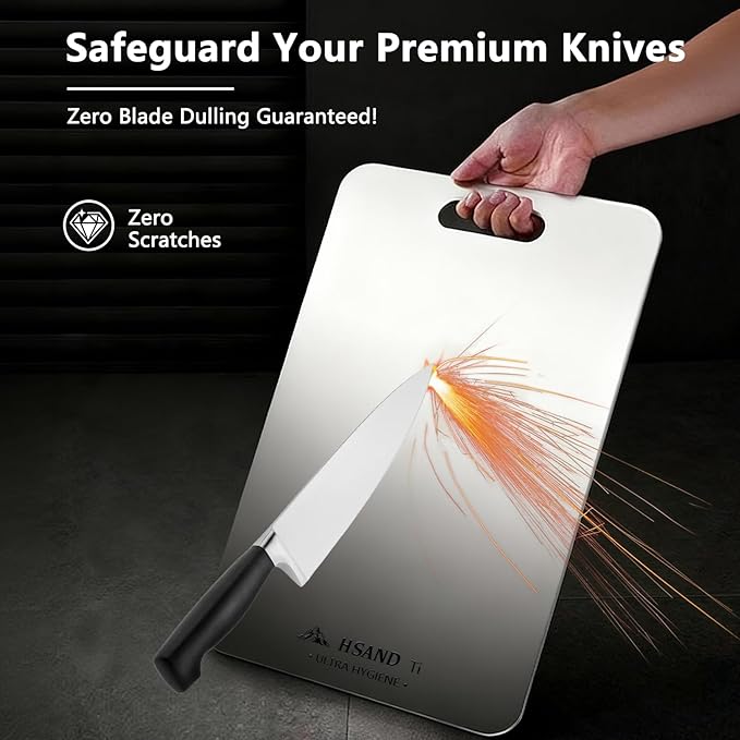 Titanium Cutting Board for Kitchen, 18"x12" | 100% Pure Titanium, Double Sided, Food Grade, Perfect for Sushi, Meat, Vegetables & Meal Prep, Easy To Clean