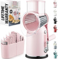 Zulay Kitchen Rotary Cheese Grater 5 Blade Cheese Shredder - Manual Hand Crank Cheese Grater With Reinforced Suction & 5 Interchangeable Drums - Easy to Use, Vegetable Chopper Round Mandoline Slicer