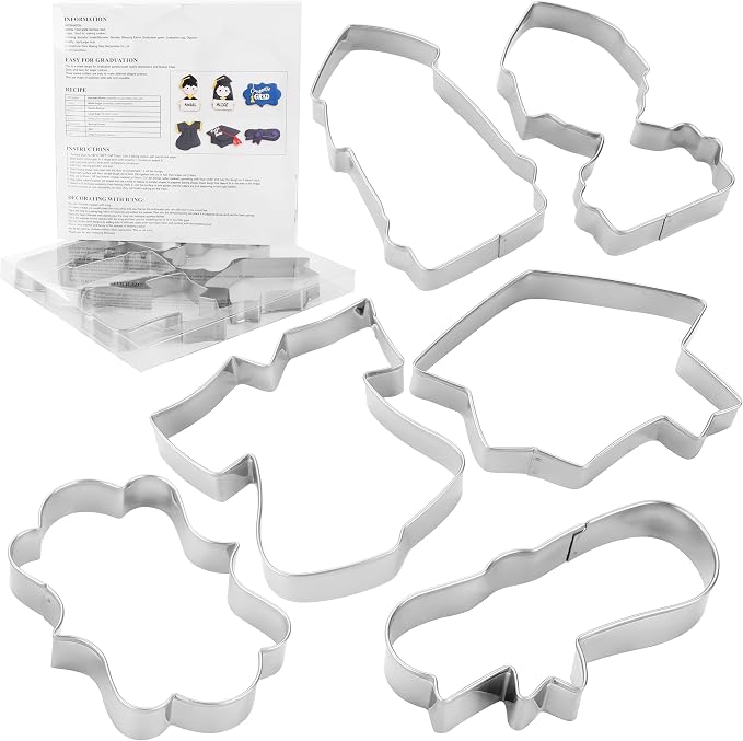 MrCookie Large Graduation Cookie Cutters,4in,6pc,Thickened Stainless Steel.