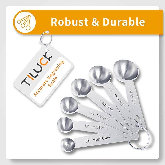 TILUCK Stainless Steel Measuring Cups & Spoons Set, Cups and Spoons | Stainless Steel Nesting Measure Cups , Kitchen Gadgets for Cooking & Baking (11)