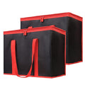 Bodaon 1-Pack Insulated Reusable Grocery Shopping Bags, X-Large, Black-Red | Picnic Cooler Bag with Zippered Top Cold, Insulated Food Delivery Bag for Commercial Rideshare, Collapsible Tote Bags, Picnic