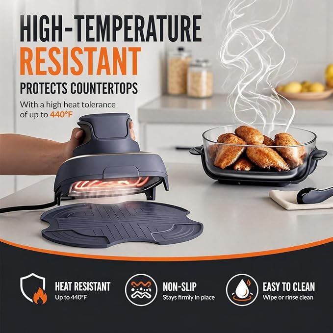 Tailored Ninja Crispi PowerPod Silicone Trivet – Hot Pads for Ninja Crispi Glass Air Fryer Accessories, Heat-Resistant, Non-Slip, Protection for Countertop, Fit Ninja FN101GY | FN101SG | FN101ST