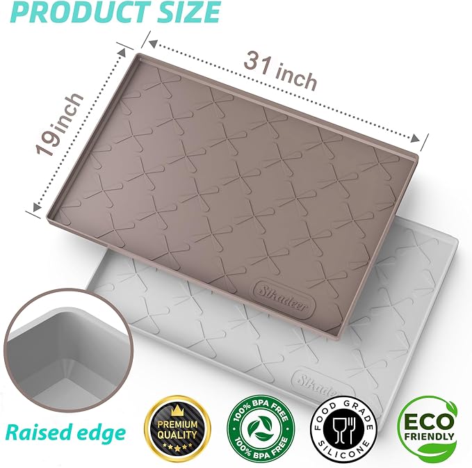 Waterproof Under Sink Mat 31" x 19" Silicone Mat Cabinet Protector | Heavy Duty Kitchen Cabinet Liner, Easy Press Drain, Home Essentials for Pet Feeding, Boots, Bathroom, Organizers & Storage