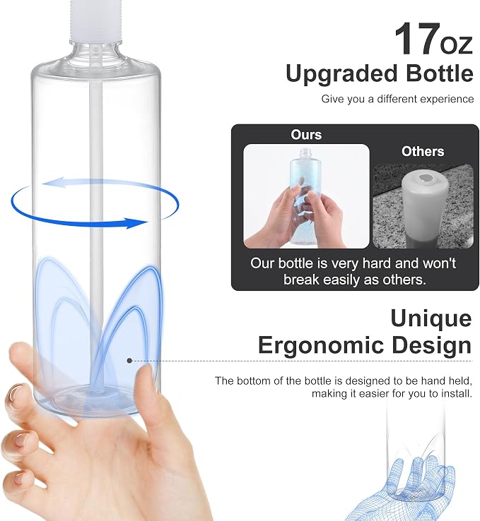 Dish Soap Dispenser for Kitchen Sink, 17 oz Bottle, Chrome | Refills From The Top, No-Leak ABS Pump, DIY Installation, 360° Swivel, Fits 1–1.5 in Sink Holes; for Dish Soap or Lotion