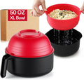 MEACOLIA Jumbo 50 oz Microwave Ramen Cooker Bowl | with Lid & Drain Strainer, Spill-Free, Rapid Noodle Pasta Cooker, College Dorm Essentials for Girls Guys, Apartment Friendly