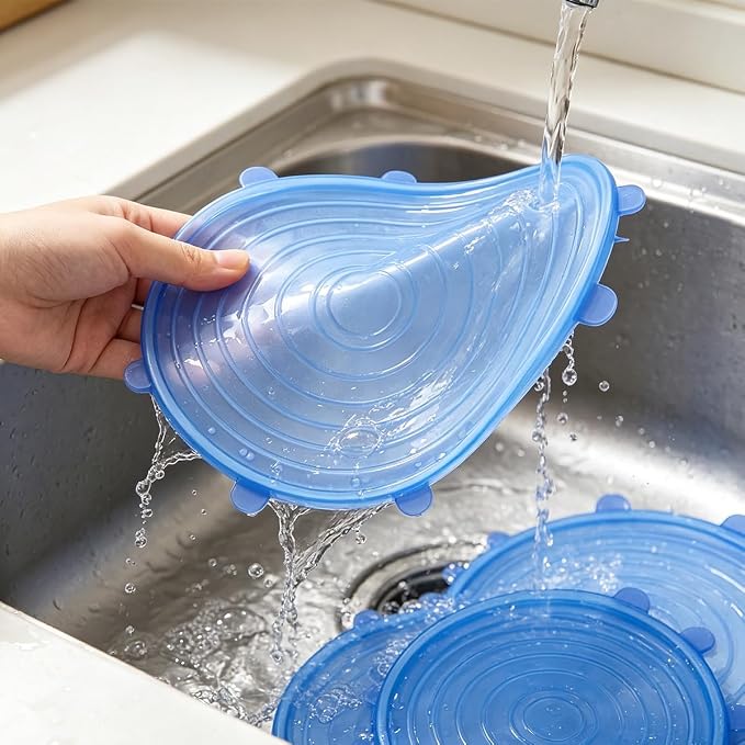 12 pcs Silicone Stretch lids set(6 Sizes,white&pink) | Reusable Food Storage Covers ,Flexible to Fit All Shape of Containers,Food Cover to Keep Food Fresh