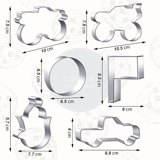 6 Pieces Truck Cookie Cutters Truck Party Favors Vintage Cookie Cutter Metal Mold Kids Birthday Game Gift for Home Baking Biscuit Party Supplies Kitchen