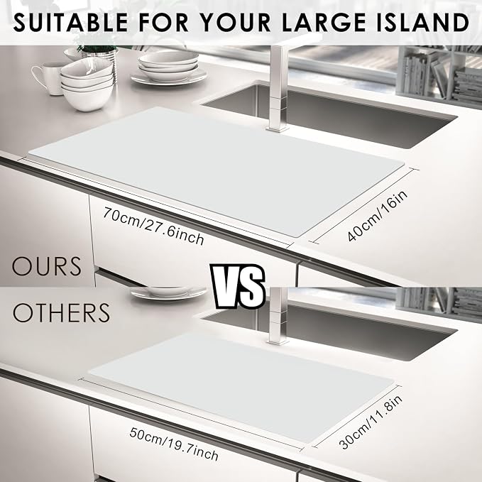 Extra Large Flexible Silicone Table Mats for Kids - Non-Slip, Waterproof, Heat Insulation Countertop Protector - Pastry Mat, 27.6''x15.7'' Gray, 1Pcs