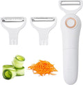 3-in-1 Electric Peeler Fruits and Vegetables Cordless for Kitchen, Handheld Julienne Blade Slicer Set Tool for Apples Carrot Potatoes Cucumber, Automatic Electrico Stainless Steel Pro Machine Gadgets
