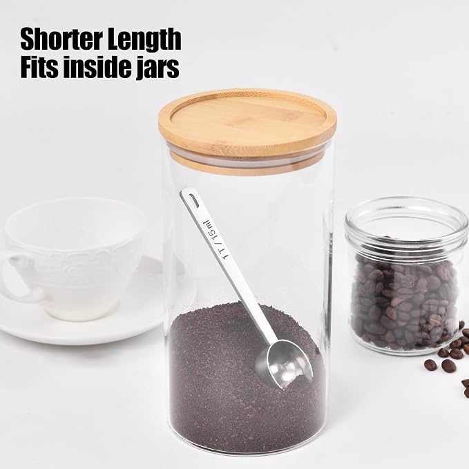 Doosu Metal 4.3in Long Handle Coffee Scoop for Ground Coffee (1 Tbsp) | Food-Grade 18/8 Stainless Steel Measuring Spoon, Tablespoon Scooper for Coffee Beans, Espresso, Protein Powders, Tea, Sugar