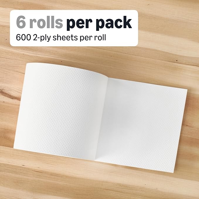 Amazon Basics 2-Ply White Centerpull Paper Towels | Bulk for Business | Compatible with Universal Dispensers | FSC Certified | 600 Towels per Roll (6 Rolls)(7.6 x 9 Sheet)(Previously AmazonCommercial)