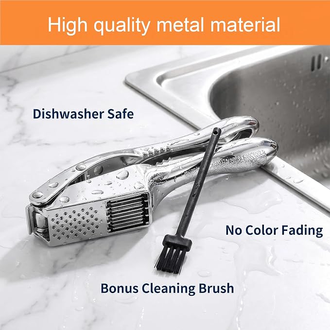 Garlic Press and Slicer 2 in 1, Heavy Duty Garlic Mincer, Crusher with Ergonomic Handle - Perfect for Home Cooks and Professional Chefs Alike.