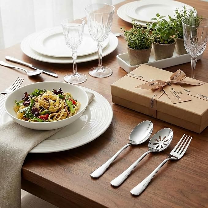 Nice Kitchen Silverware Set, Heavy Duty Stainless Steel Cutlery Set | Mirror Polished Utensils Spoons and Forks Set for Kitchen, Dishwasher Safe, 5 Piece