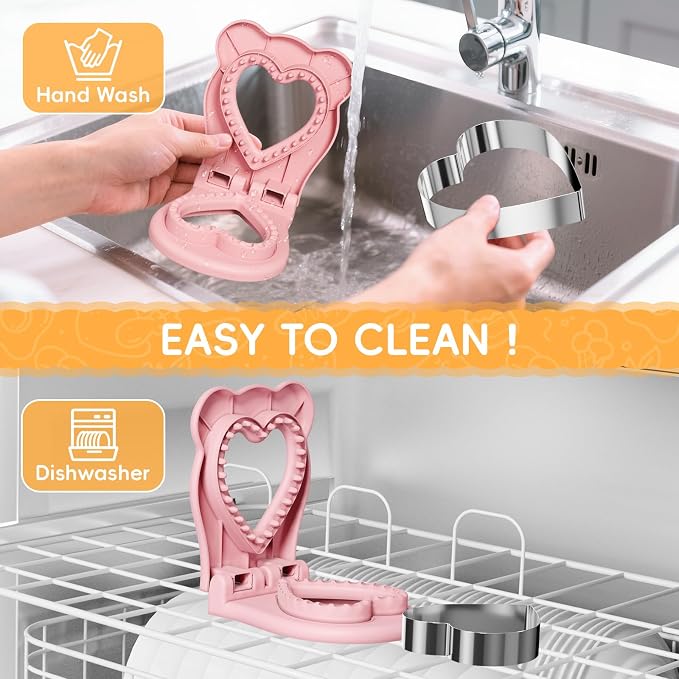 Sandwich Cutters for Kids Lunch, Breakfast Crustless Sandwich Maker | Sandwich Cutter and Sealer Heart Cookie Cutter Bread Decruster Lunch Box Accessories for Kids Children Adult