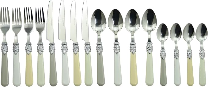 Gypsy Color Baroque Bone Mix & Match Stainless Steel Flatware Collection, Set of 16