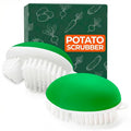 2 Pcs Potato Scrubber Brush, 2.3"x3.9", Soft and Stiff Bristles | Vegetable Brush Scrubber for Food, Ergonomic Design, Crack-Resistant Frame, Drawer Storage; for Carrots, Apples, & Mushrooms