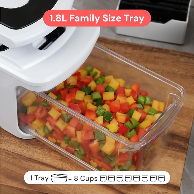 Fullstar Pro XL Vegetable Chopper & Mandoline Slicer w Pull-Out Catch Tray | 4 in 1 Veggie, Onion & Fruit Slicer, Dicer & Grater with Sharp Stainless Steel Blades - XL Food Prep Set (White)