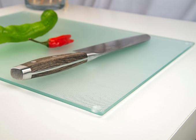 Glass Cutting Board 16"x12": Tempered Glass Kitchen Counter Protector - Durable- Scratch-Resistant, Heat-Proof - Design 6 - Woven Textured Design