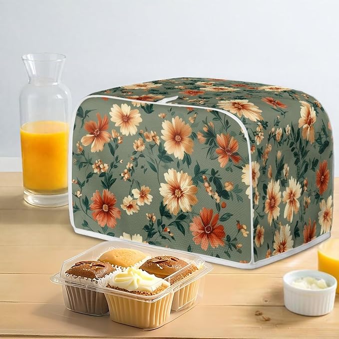 Hippie Flower Print Toaster 2 Slice Cover Dust-proof & Anti Fingerprint Bread Maker Machine Covers Lightweight Small Kitchen Appliance Covers