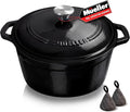 MUELLER HOME 6 Quart Enameled Cast Iron Pot Dutch Oven, Heavy-Duty | Oven-Safe to 500°F & Across All Cooktops, Casserole Dishes for Ovens, Bread Pan with Lid & Knob, Cast Iron Cookware, Black
