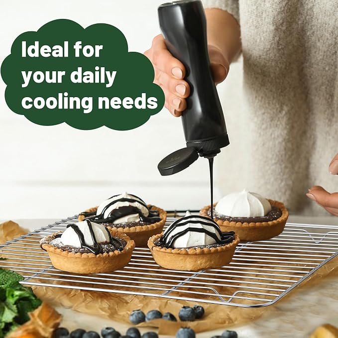 TeamFar Cooling Rack, 15.3” x 11.1” Stainless Steel Wire Baking Rack, 2PCS | for Cooking Roasting Grilling, Fit for Oven Pan, Oven & Dishwasher Safe, Non-toxic & Heavy-Duty